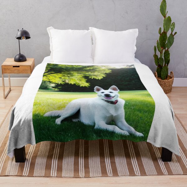 Item preview, Animals - White Shepherd Dog, Summer Relaxation on Lawn designed and sold by DoodyPets.