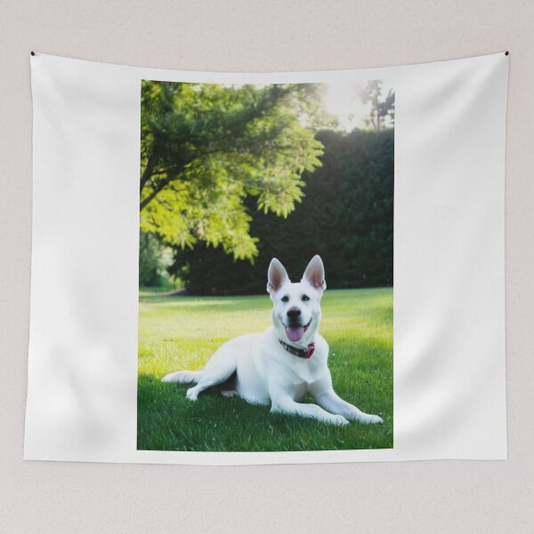 Item preview, Animals - White Shepherd Dog, Summer Relaxation on Lawn designed and sold by DoodyPets.