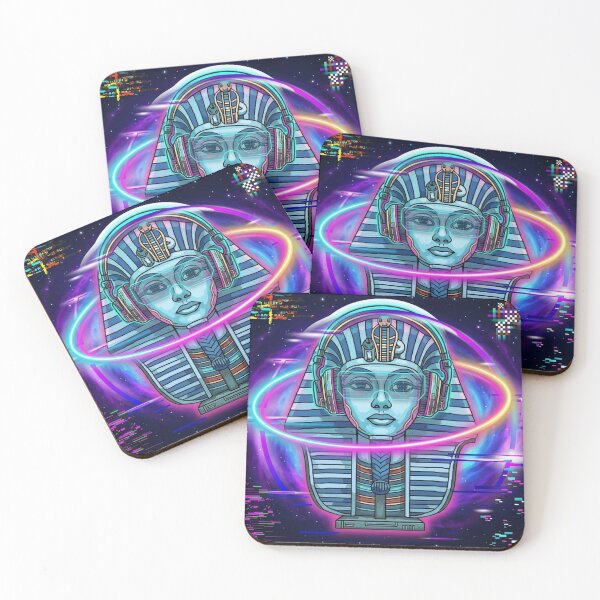 Item preview, Cyberpunk King Tut Gaming Pharaoh - Neon Headset Futuristic Art designed and sold by alalame.