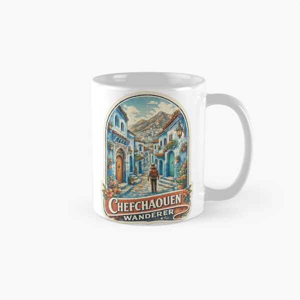 Item preview, Chefchaouen Wanderer Vintage Travel Sticker | Blue City Morocco Adventure designed and sold by FantasyFlicker.
