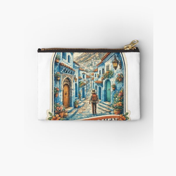 Item preview, Chefchaouen Wanderer Vintage Travel Sticker | Blue City Morocco Adventure designed and sold by FantasyFlicker.