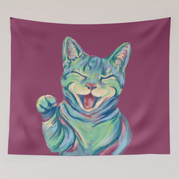 Item preview, Laughing cat painting with pastel colors designed and sold by NadiaChevrel.