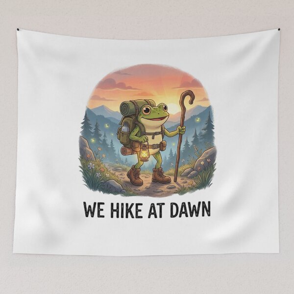 Item preview, We Hike at Dawn Frog – Funny Hiking Camping Backpacker Nature Adventure Design designed and sold by bilal sibgui.