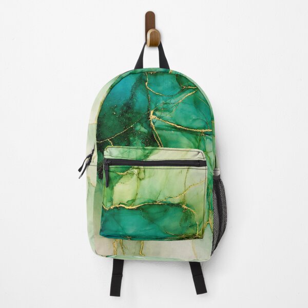 Item preview, Original Ink Art Emerald Serenity – Green and Teal Abstract Wall Art with Gold Accents designed and sold by PourtionOfArt.