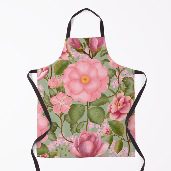 Item preview, Seamless vintage pattern with pink camellias and roses designed and sold by Grin Katalina Floral Patterns & Cozy Art.