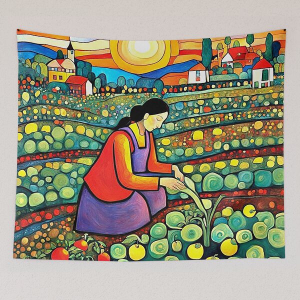 Item preview, Lady in vegetable patch designed and sold by George Hutton Hunter.