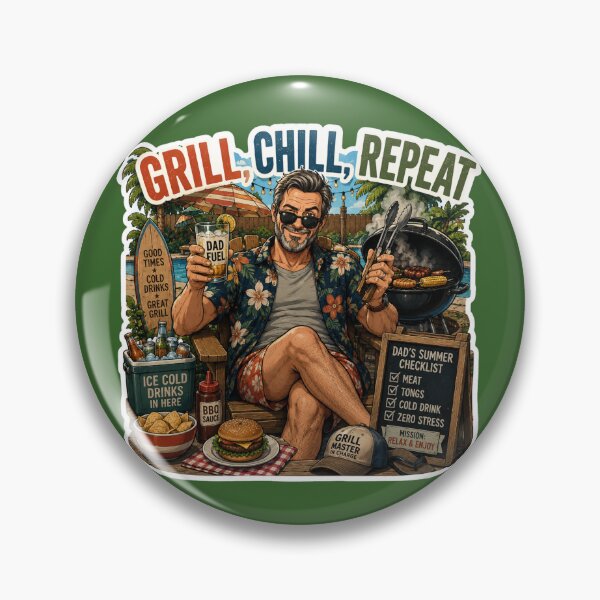 Item preview, Grill Chill Repeat – Funny Dad BBQ Design designed and sold by DailyStruggleCo.