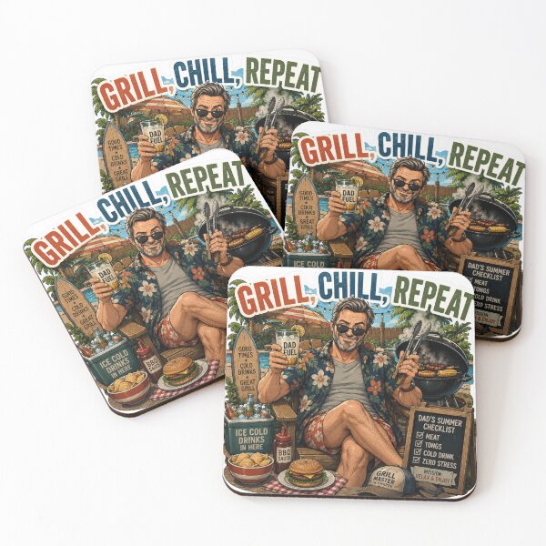 Item preview, Grill Chill Repeat – Funny Dad BBQ Design designed and sold by DailyStruggleCo.