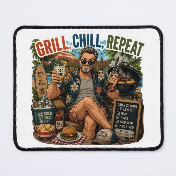 Item preview, Grill Chill Repeat – Funny Dad BBQ Design designed and sold by DailyStruggleCo.