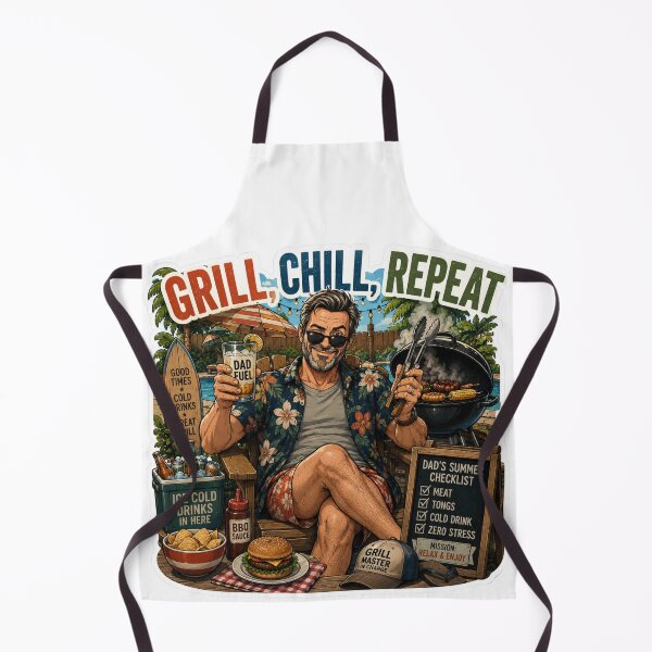 Item preview, Grill Chill Repeat – Funny Dad BBQ Design designed and sold by DailyStruggleCo.