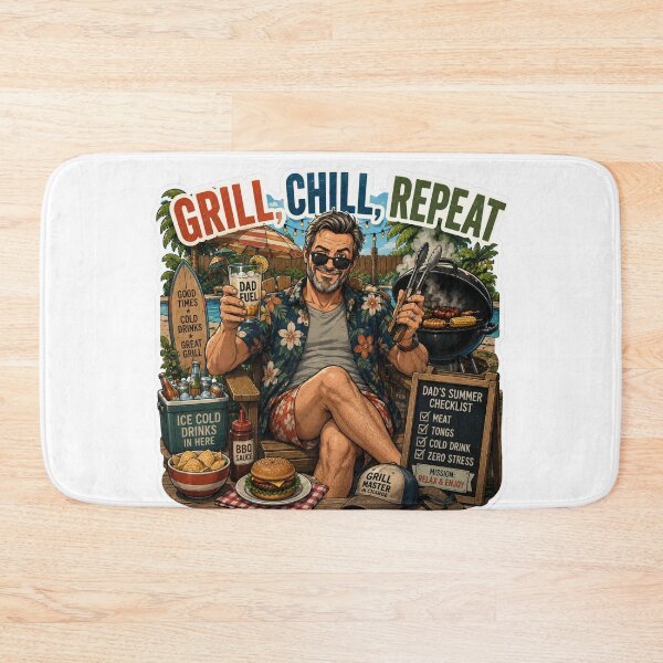 Item preview, Grill Chill Repeat – Funny Dad BBQ Design designed and sold by DailyStruggleCo.