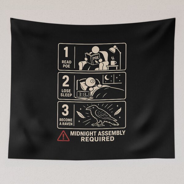 Item preview, Midnight Assembly Required Funny Edgar Allan Poe Instruction Art designed and sold by Fenay Designs.