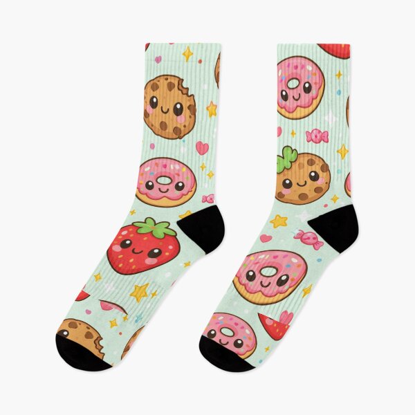 Item preview, Kawaii Food Pattern Kids Socks designed and sold by BRIGHT LITTLE STUDIO.