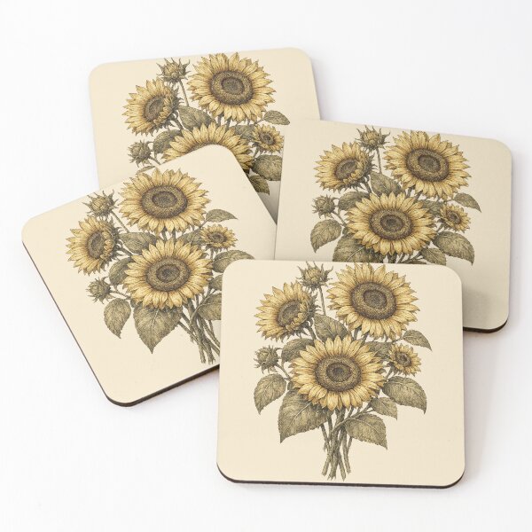 Item preview, Vintage Botanical Sunflower Bouquet designed and sold by ubeyeart.