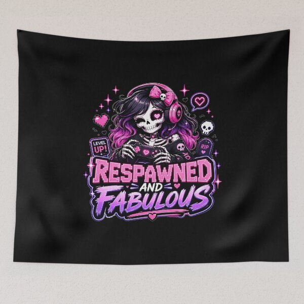 Item preview, Respawned And Fabulous Gamer Girl Skeleton designed and sold by BadhbhArt.