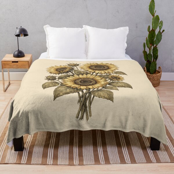 Item preview, Vintage Botanical Sunflower Bouquet designed and sold by ubeyeart.