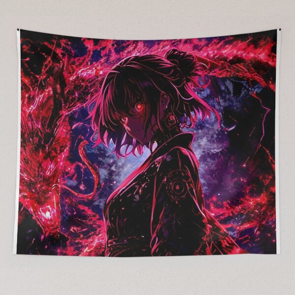 Item preview, Crimson Dragon Samurai Warrior – Dark Fantasy Anime Aesthetic Art | Neon Red Katana Warrior designed and sold by Dyan4.