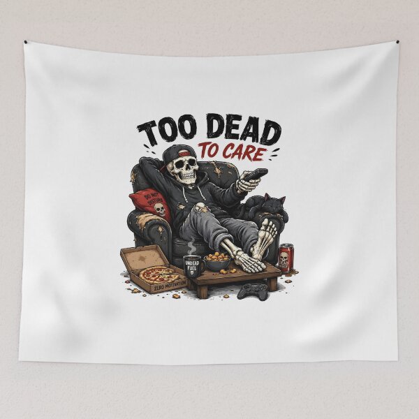 Item preview, Too Dead To Care Lazy Skeleton designed and sold by BadhbhArt.