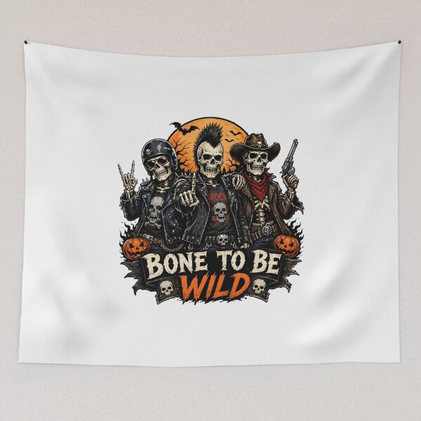 Item preview, Bone To Be Wild Halloween Skeleton Squad designed and sold by BadhbhArt.