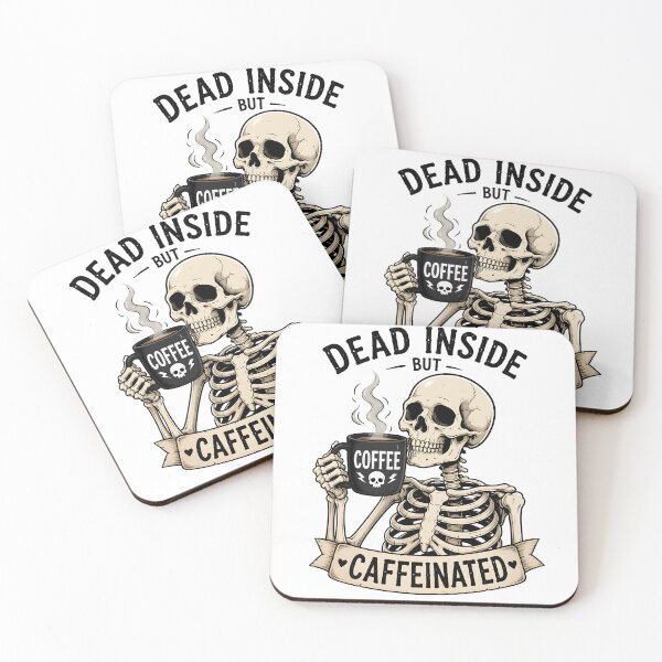 Item preview, Dead Inside But Caffeinated Skeleton Coffee designed and sold by BadhbhLoot.