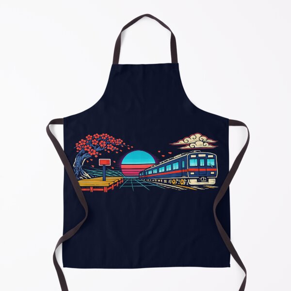Item preview, Neon Retro Synthwave Ukiyo‑E Train Stop designed and sold by KungPowUnicorn.
