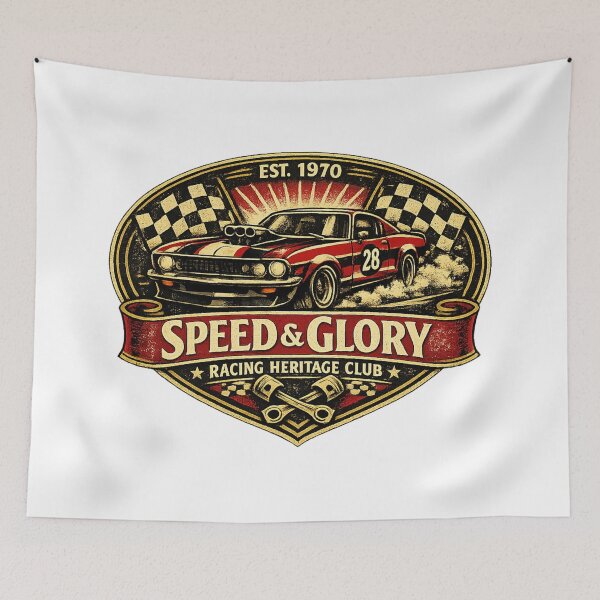 Item preview, Speed & Glory – Vintage Racing Heritage Retro Emblem Design designed and sold by Ivory Code.