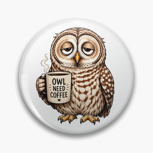 Item preview, Funny Coffee Owl Cartoon designed and sold by BadhbhArt.