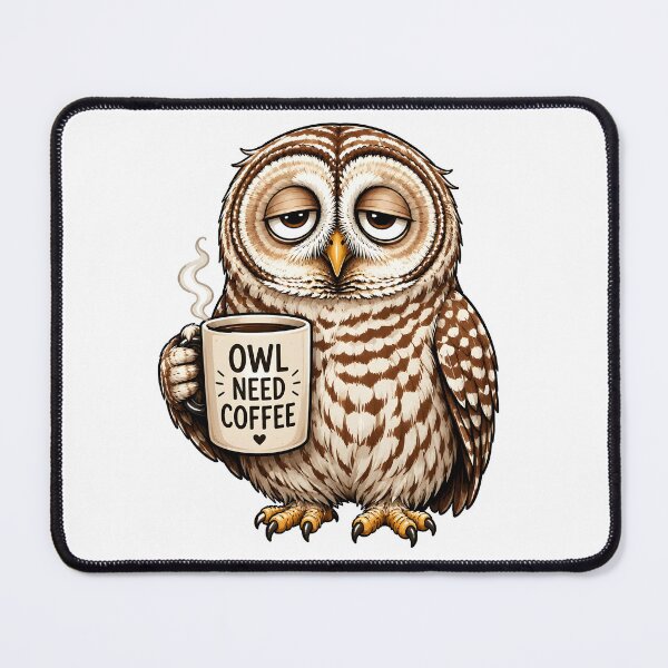 Item preview, Funny Coffee Owl Cartoon designed and sold by BadhbhLoot.