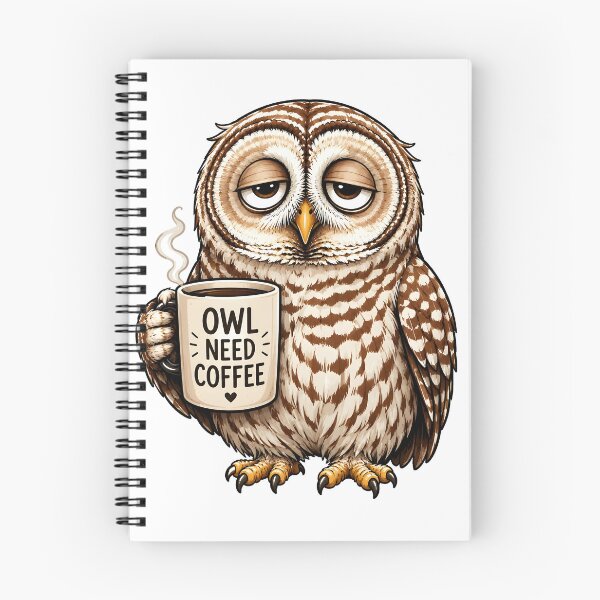Item preview, Funny Coffee Owl Cartoon designed and sold by BadhbhArt.
