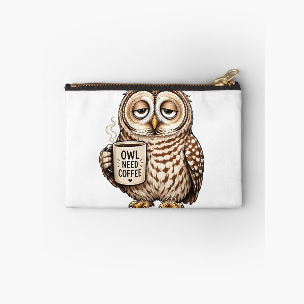 Item preview, Funny Coffee Owl Cartoon designed and sold by BadhbhArt.