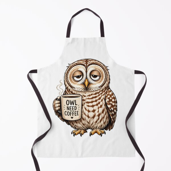 Item preview, Funny Coffee Owl Cartoon designed and sold by BadhbhArt.