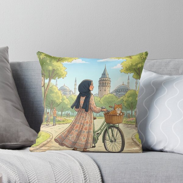 Item preview, Spring in Istanbul: Cute Hijab Girl and Cat at Gulhane Park - Anime Art designed and sold by hakikatm.