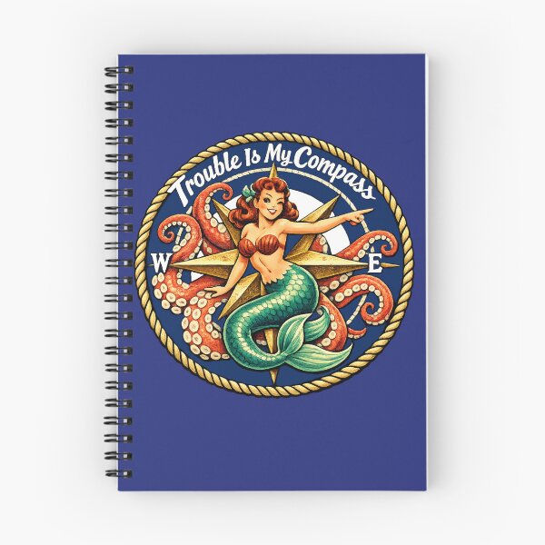 Item preview, Trouble is my Compass mermaid nautical compass rose and kraken. designed and sold by shorethings.