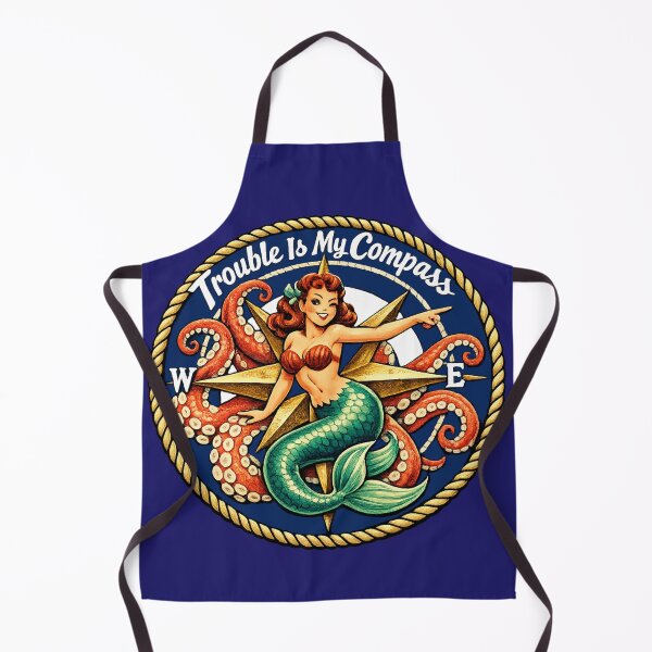 Item preview, Trouble is my Compass mermaid nautical compass rose and kraken. designed and sold by shorethings.