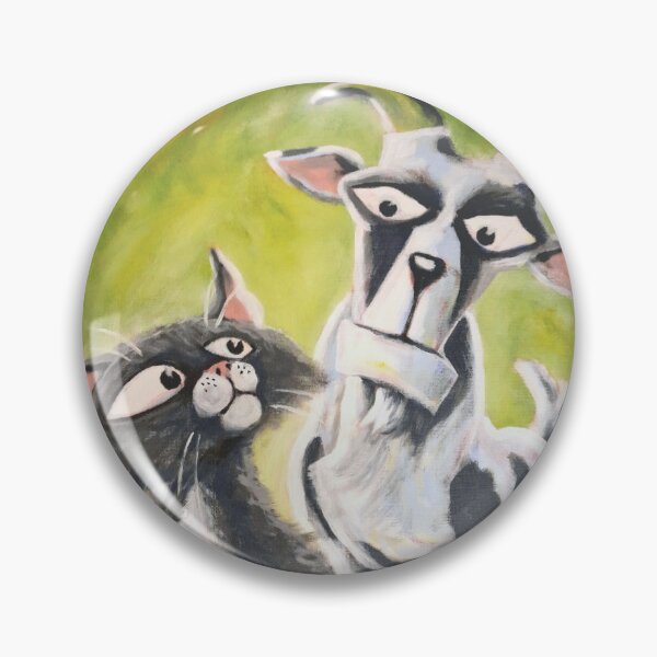 Item preview, Who's The Goat? - Whimsical Cat and Goat Art Acrylic Painting designed and sold by etourist.