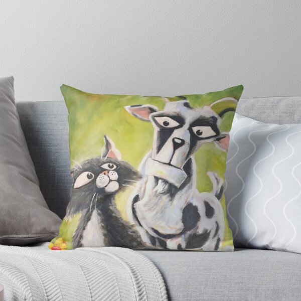 Item preview, ¿Quién es la cabra? - Pintura acrílica de arte caprichoso de gato y cabra designed and sold by etourist.