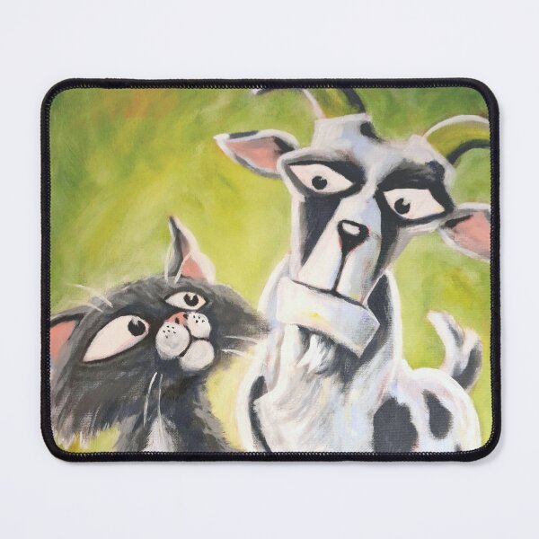 Item preview, Who's The Goat? - Whimsical Cat and Goat Art Acrylic Painting designed and sold by etourist.