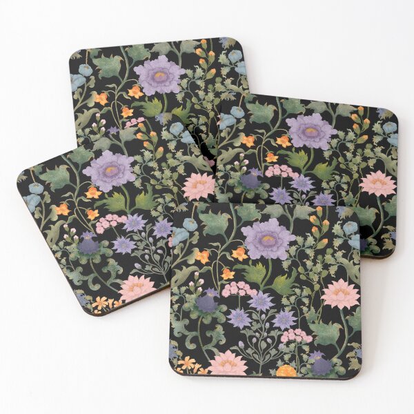 Item preview, Enchanted Night Garden Floral Pattern On Black designed and sold by Grin Katalina Floral Patterns & Cozy Art.