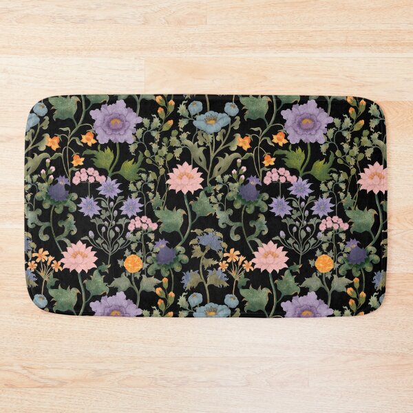 Item preview, Enchanted Night Garden Floral Pattern On Black designed and sold by Grin Katalina Floral Patterns & Cozy Art.