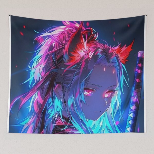 Item preview, Neon Kitsune Samurai Girl – Cyber Fantasy Anime Warrior Art | Glowing Fox Spirit Aesthetic designed and sold by Dyan4.