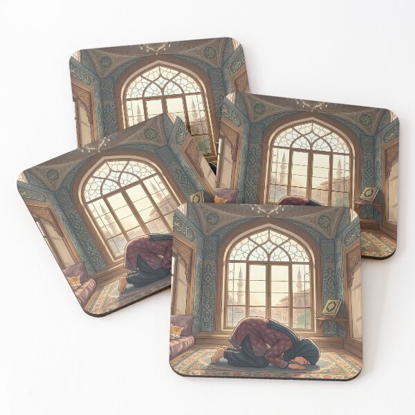 Item preview, Peaceful Sujud: Cute Hijab Girl Praying in Mosque with Cat - Anime Art designed and sold by hakikatm.