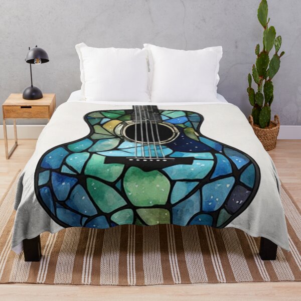 Item preview, Stained Glass Blue Green Acoustic Guitar designed and sold by Pioneer Spirit Market.