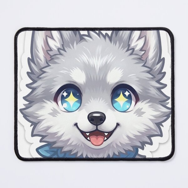 Item preview, Cyber Wolf Kawaii Sticker — Luna Silver Wolf Pup Futuristic Art Kids Gift NeoTigLuna designed and sold by NeoTigLuna.