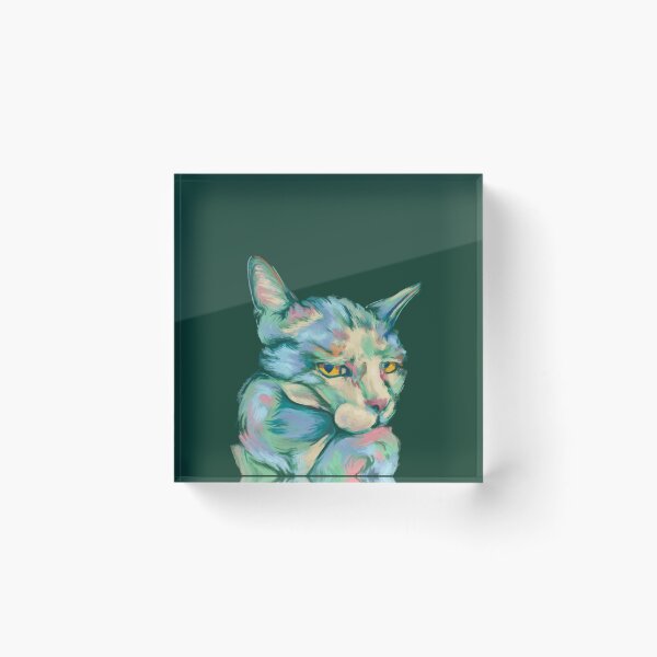 Item preview, Funny judging cat painting with pastel colors designed and sold by NadiaChevrel.