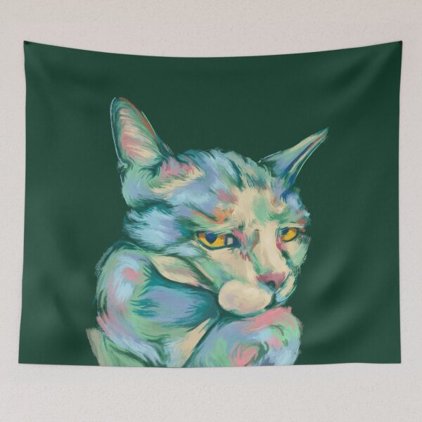 Item preview, Funny judging cat painting with pastel colors designed and sold by NadiaChevrel.