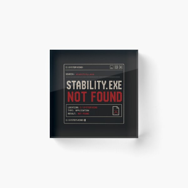 Item preview, Stability.exe Not Found – Retro Terminal Error Humor Design designed and sold by Mad Factory Designs.