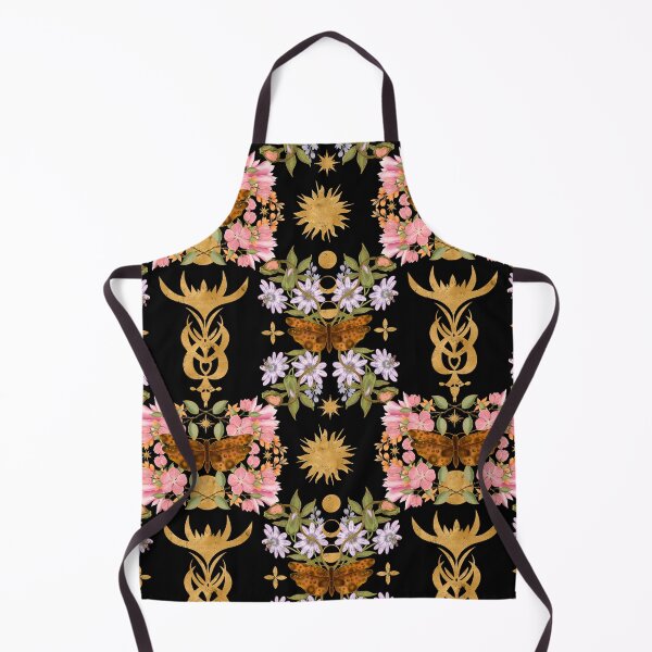 Item preview, Mystical Gothic Moth And Gold Floral Pattern designed and sold by Grin Katalina Floral Patterns & Cozy Art.