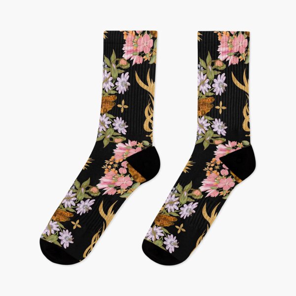 Item preview, Mystical Gothic Moth And Gold Floral Pattern designed and sold by Grin Katalina Floral Patterns & Cozy Art.