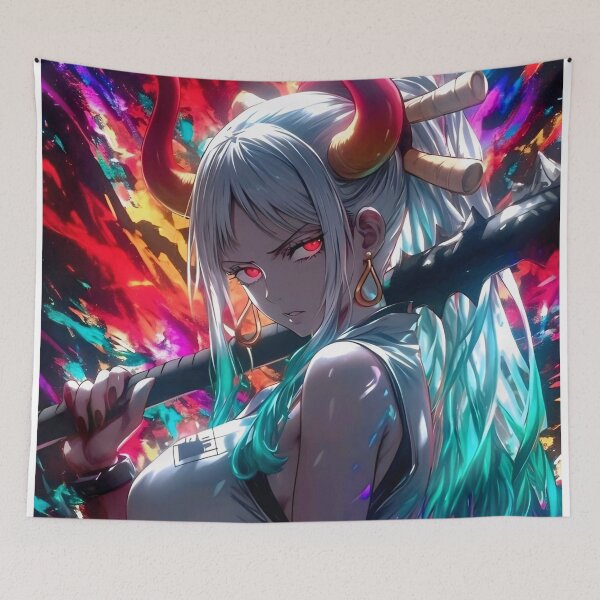 Item preview, Mystic Oni Anime Girl Art Print | Demon Waifu Neon Fantasy Japanese Aesthetic Wallpaper designed and sold by Dyan4.