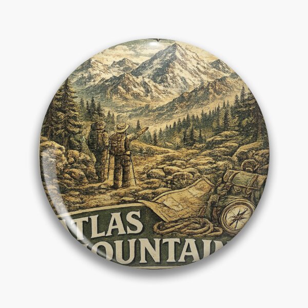 Item preview, Atlas Mountains Adventure Club Vintage Hiking Badge | Morocco Outdoors designed and sold by FantasyFlicker.